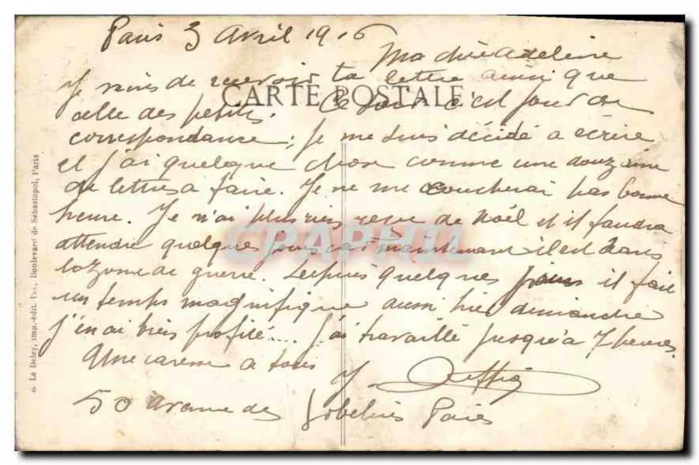 Estátua de Gambetta — O Louvre — Editor Paris, n° 4207 - Verso