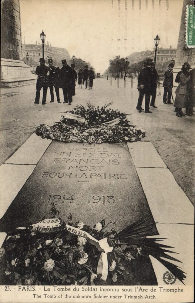 Paris - Das Grab des Unbekannten Soldaten unter dem Arc de Triomphe — Verlag Abbé Lebas, Nr. 23 - Vorderseite