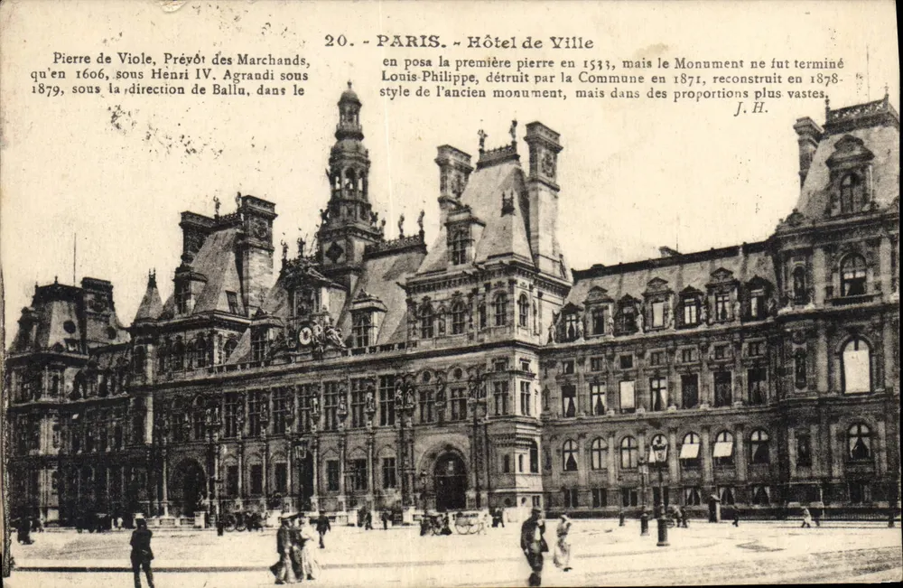 Parijs - Hotel de Ville — Geschiedenis en herstel — Uitgever J.H. - Voorkant