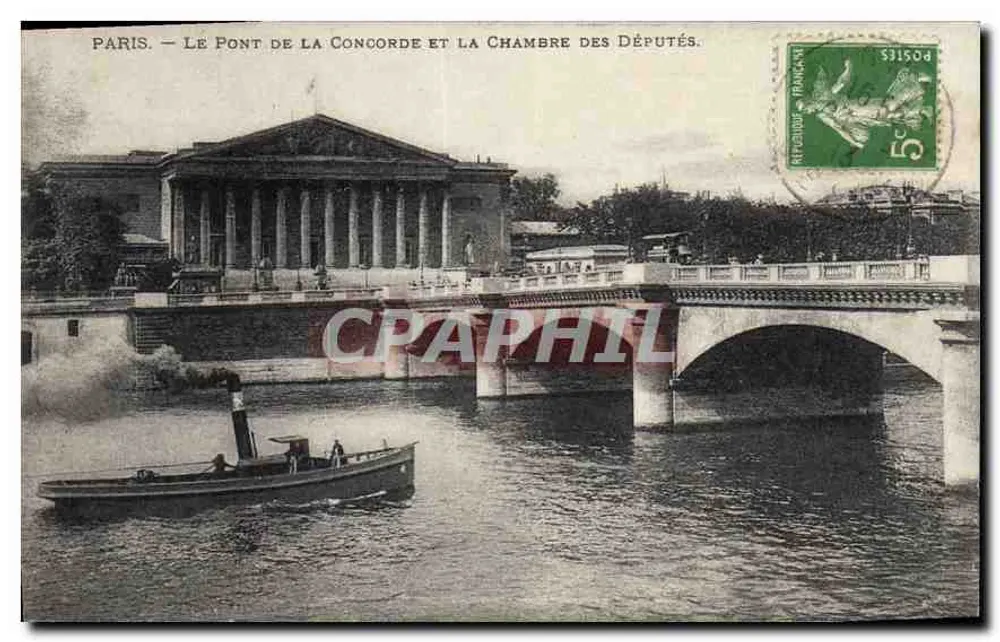 Paris — Der Pont de la Concorde und die Kammer der Abgeordneten — Verlag nicht sichtbar, Seriennummer nicht lesbar - Vorderseite