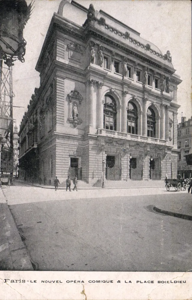 Paris — O Novo Opéra Comique & a Place Boieldieu — Carta postal - Frente
