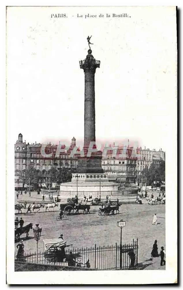 Paris - A praça da Bastilha — Coluna da Bastilha, editor não identificado - Frente