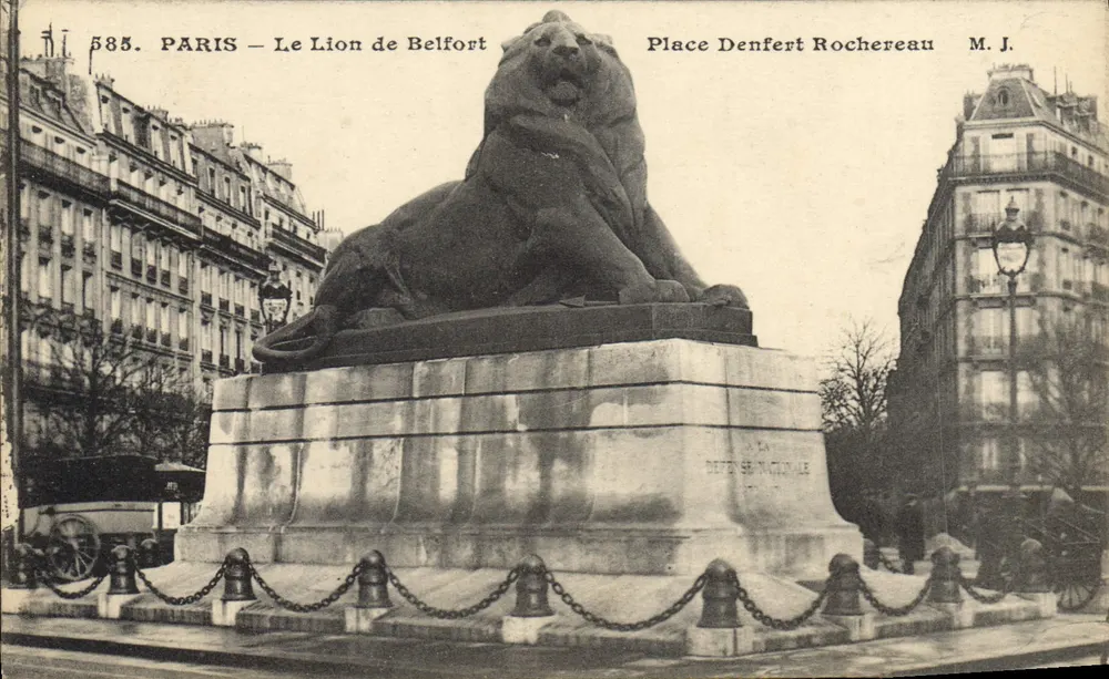 Paris — Le Lion de Belfort — Place Denfert Rochereau — M. J. - Vorderseite
