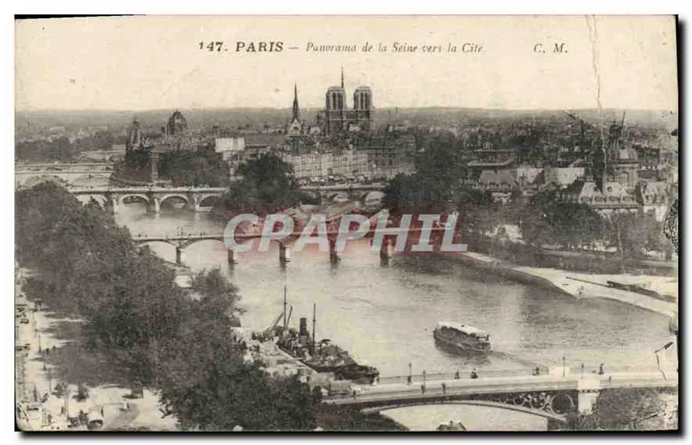 PARIS — Panorama de la Seine vers la Cité — C. M. n° 147 - Frente