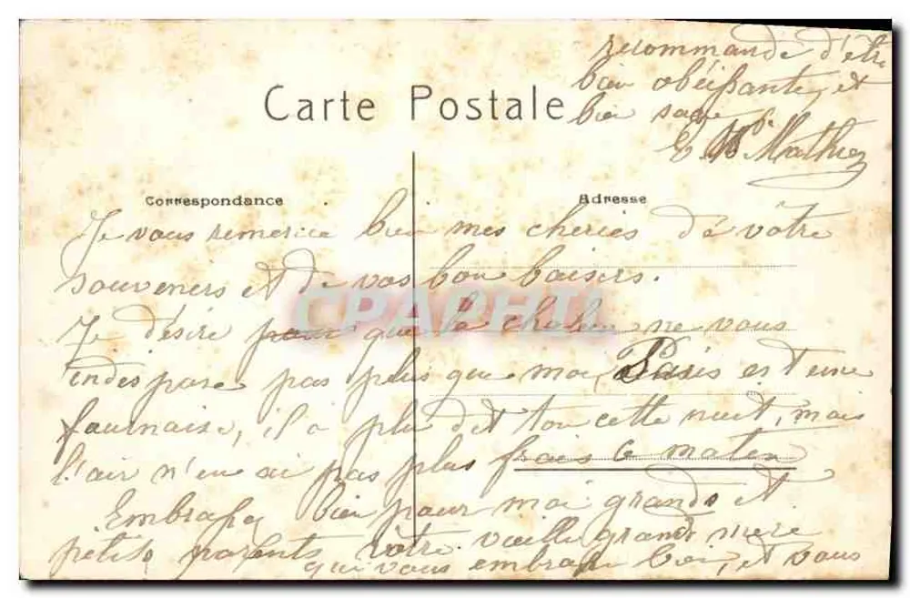 Paris — Panorama da Cidade — P.A. n°292 - Verso