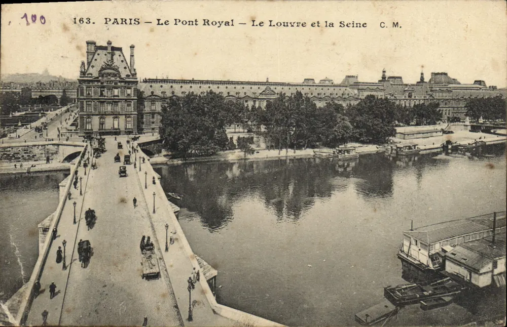 PARIS — Le Pont Royal — Le Louvre et la Seine — C.M. — n°163 - Recto