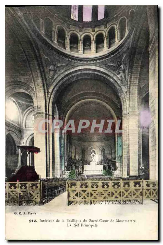 Innenansicht der Basilika des Heiligen Herzens von Montmartre — Die Hauptnave — G. C. A. Paris, Nr. 910 - Vorderseite