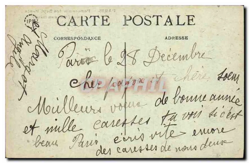 Paris — Panorama dos Sete Pontes — Editor não identificado, número de série não visível - Verso