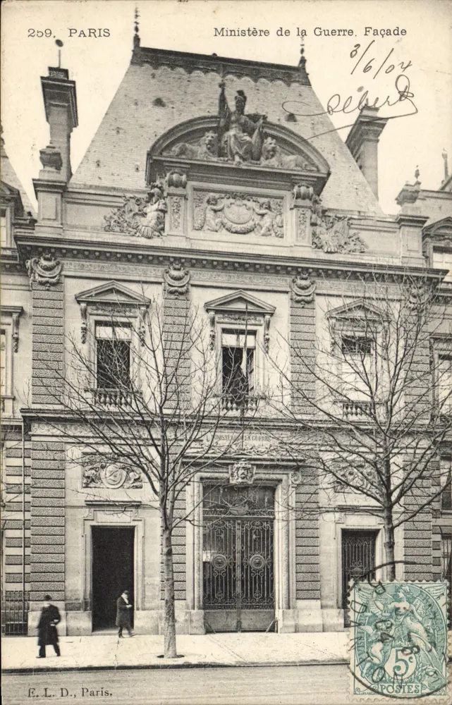 Ministério da Guerra. Fachada — Paris — E. L. D., Paris, n° 259 - Frente