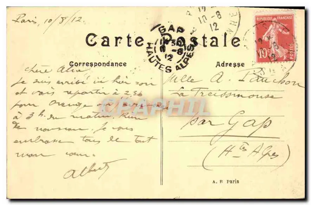 Paris — Praça e Igreja de São Agostinho — A. P. Paris, n°19 - Verso