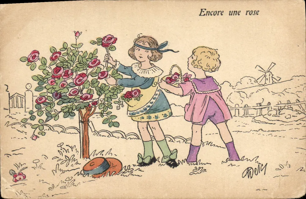 Dois crianças colhendo rosas — Weyl — n°2 - Frente