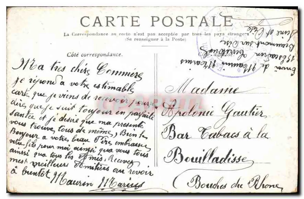 Paris — A Praça da Concórdia — editor não identificado - Verso