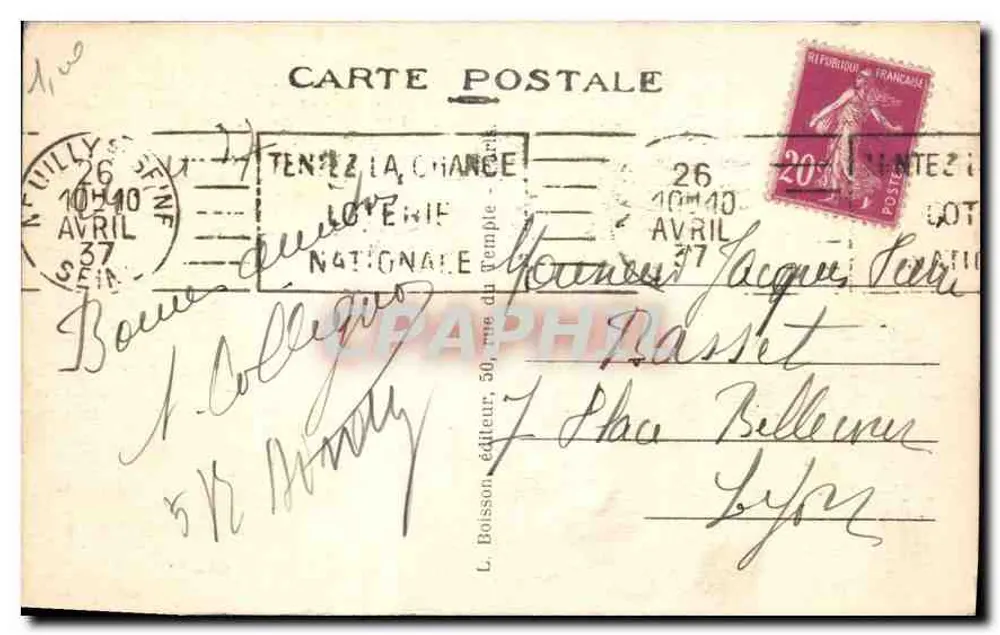 Paris - Place de la Bastille und Säule vom Juli — Verlag J. H., Nr. 51 - Rückseite