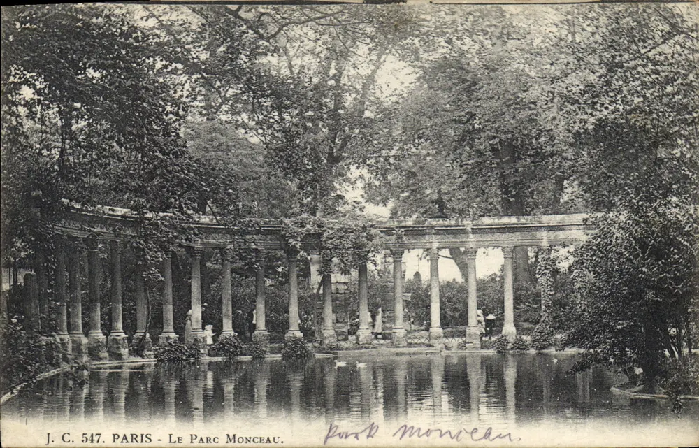 Paris - O Parc Monceau — vista do lago e do portique — J. C. 547 - Frente