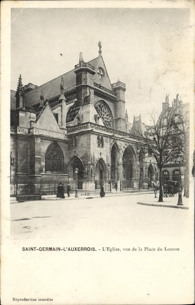 Saint-Germain-l'Auxerrois — Die Kirche, Ansicht von der Place du Louvre — Reproduktion verboten - Vorderseite