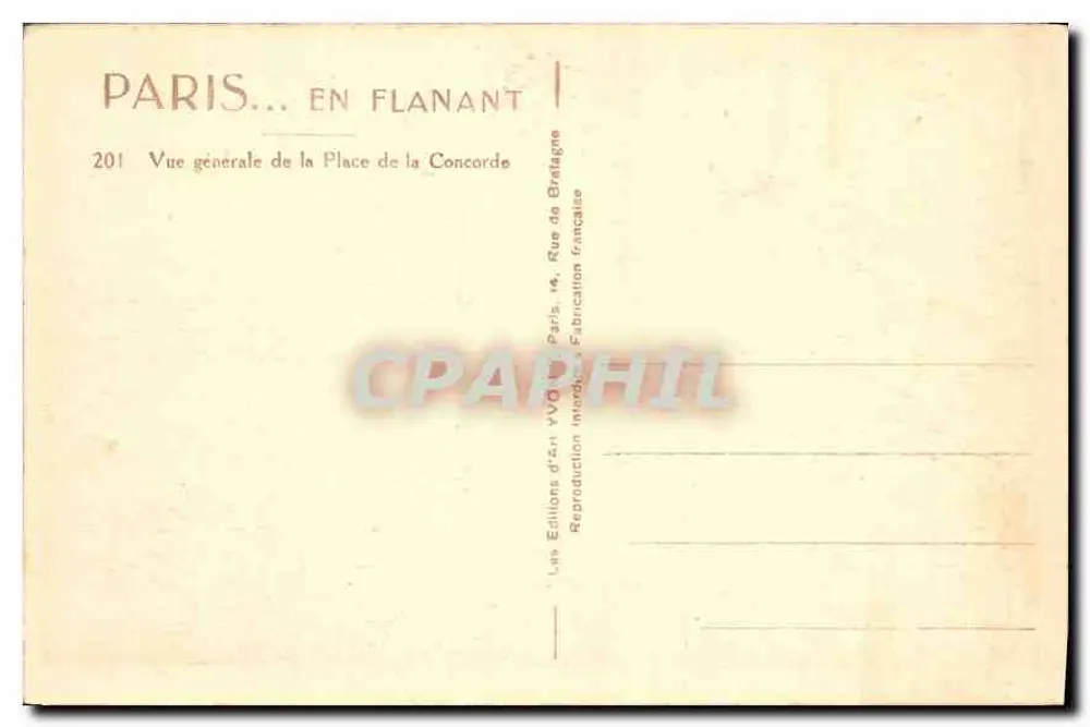 Place de la Concorde — allgemeine Ansicht — Les Éditions de la Rue de Bretagne, Paris - Rückseite