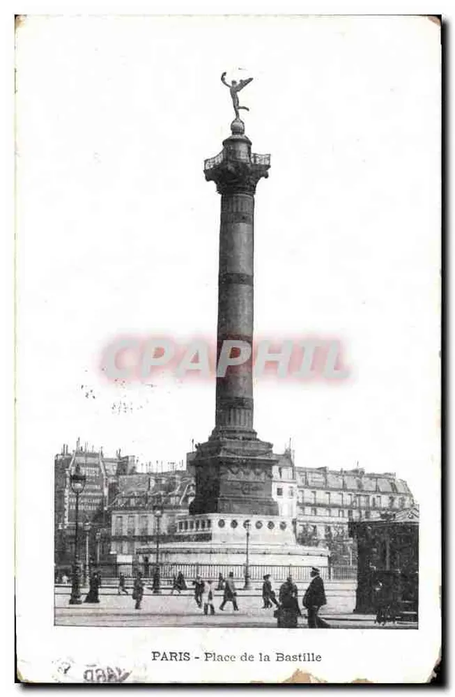 Paris - Place de la Bastille — coluna monumental com estátua no topo — editor TARY, n°7 - Frente