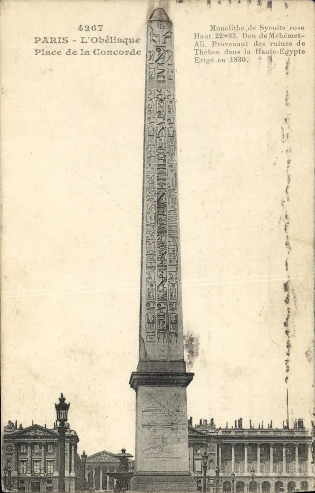 Paris - A Obélisque - Praça da Concórdia — editor desconhecido, n° 4267 - Frente