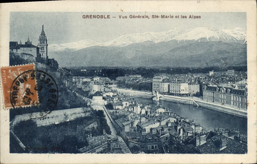 Grenoble — Vue Générale, Ste-Marie et les Alpes - Recto
