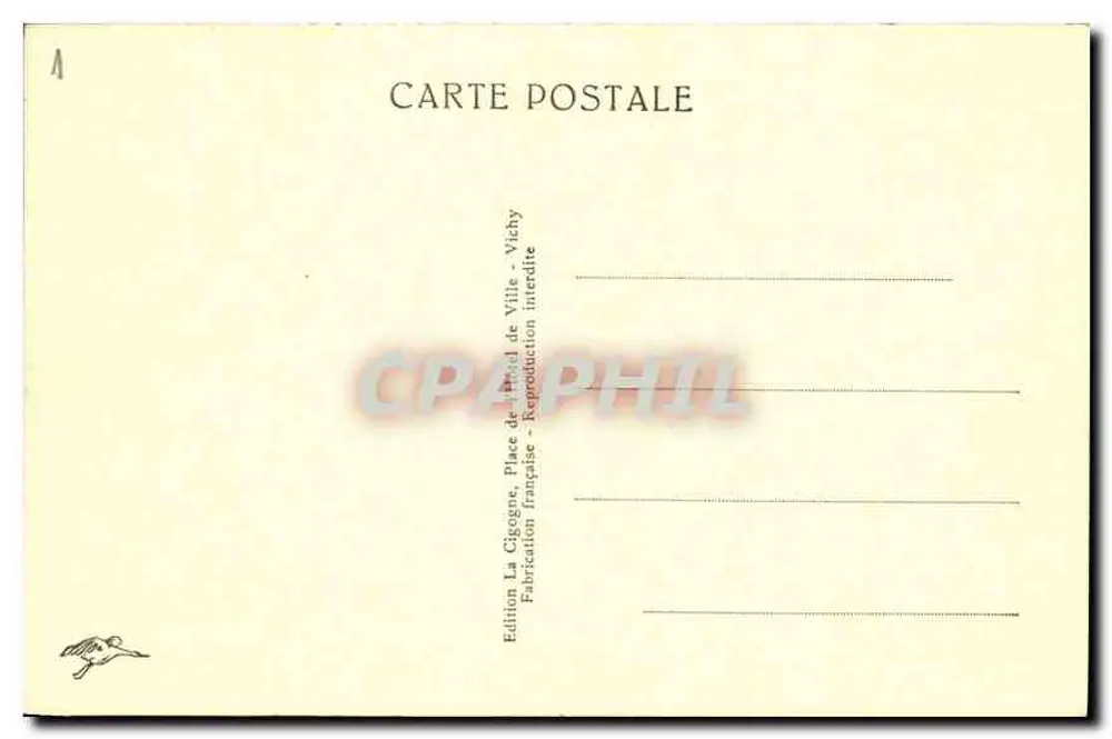 Châtelguyon — Entrada do parque — Edição La Cigogne, Vichy - Verso