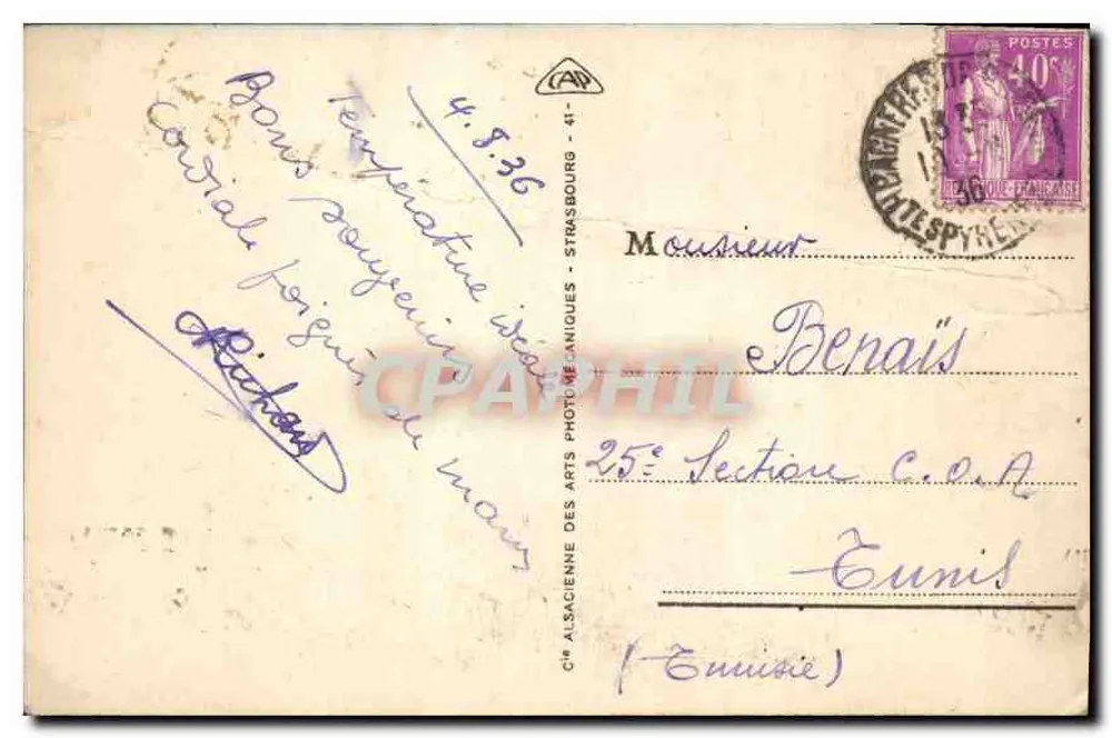 Der Col du Tourmalet - Abstieg nach Barèges — Bagnères-de-Bigorre — Cie Alsacienne des Arts Photographiques - Rückseite