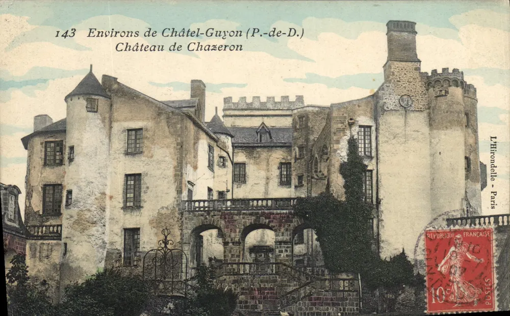 Zamek Chazéron — Okolice Châtel-Guyon (P.-de-D.) — L'hirondelle - Paryż, n°143 - Awers