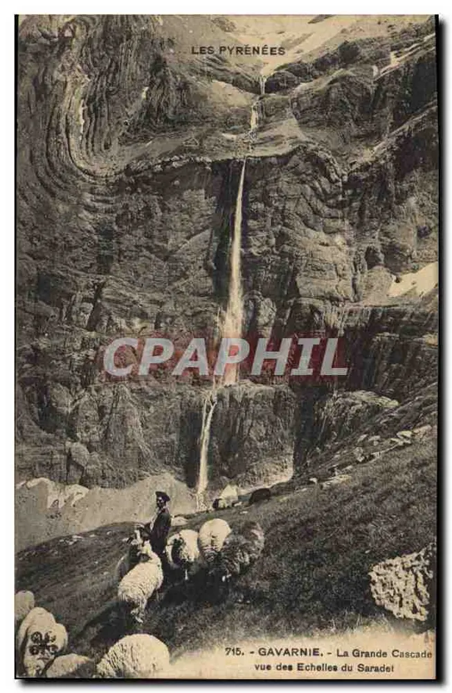 Gavarnie - Die Große Wasserfall von der Saradel-Treppe aus gesehen — Verlag: C. P. A. (Nr. 715) - Vorderseite