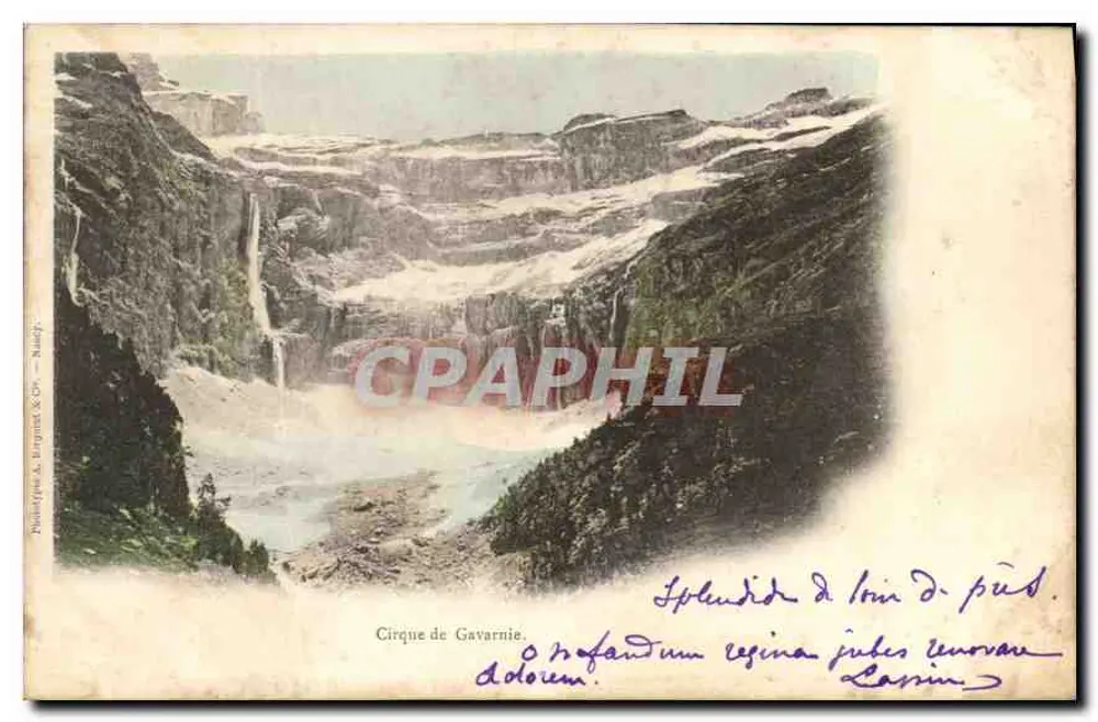 Cirque de Gavarnie — vista panorâmica — Publicado por A. Brugnot & Cie, Nancy - Frente