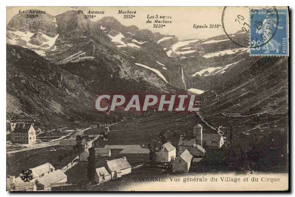 Allgemeiner Blick auf das Dorf und den Cirque — Gavarnie — Verlag Gavarnie, Seriennummer nicht sichtbar - Vorderseite