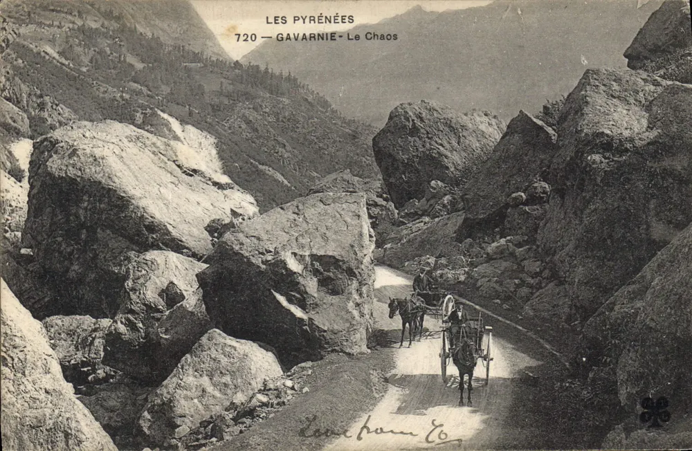 Bilhete postal antigo As Pirineus — Gavarnie - O Caos — Editor: 720 - Frente