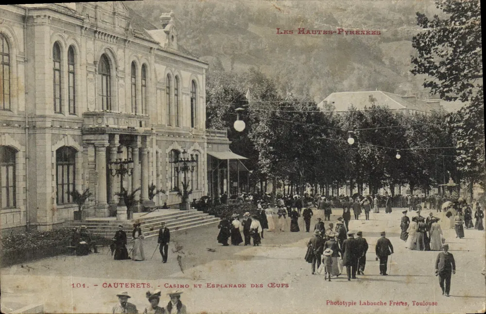 Cauterets — Casino und Esplanade des Eufs — Phototypie Labouche Frères, Toulouse, n°101 - Vorderseite