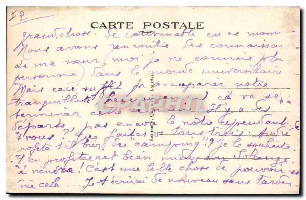Lago de Gaube — Cauterets (alt. 1800 m.) — Edição F. Quirin - Verso