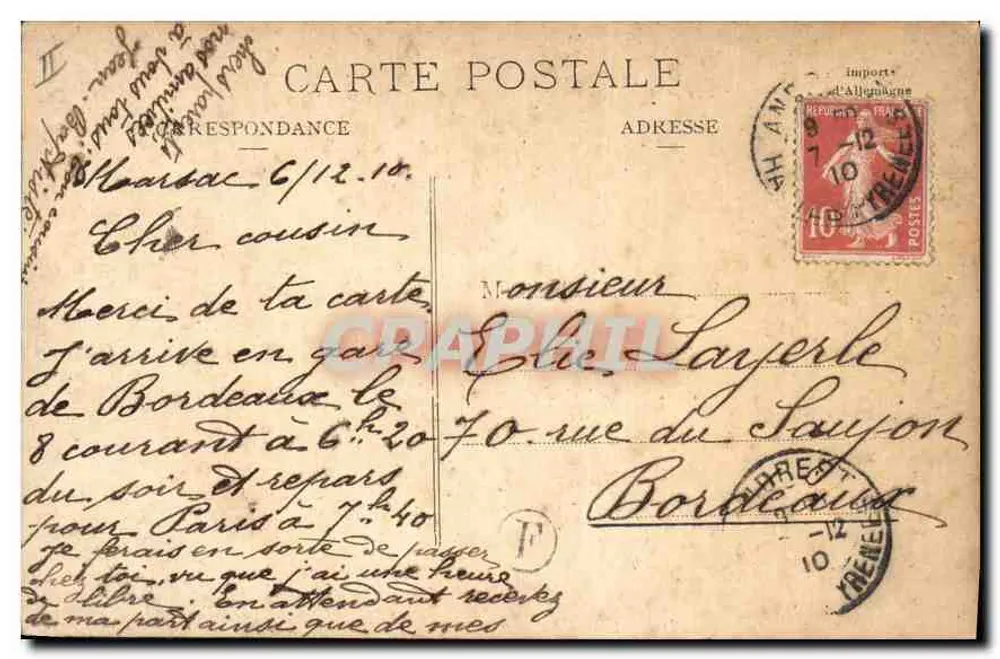 Os Pirineus. Cauterets — O Ponte d'España — A. Villatte, Tarbes - Verso