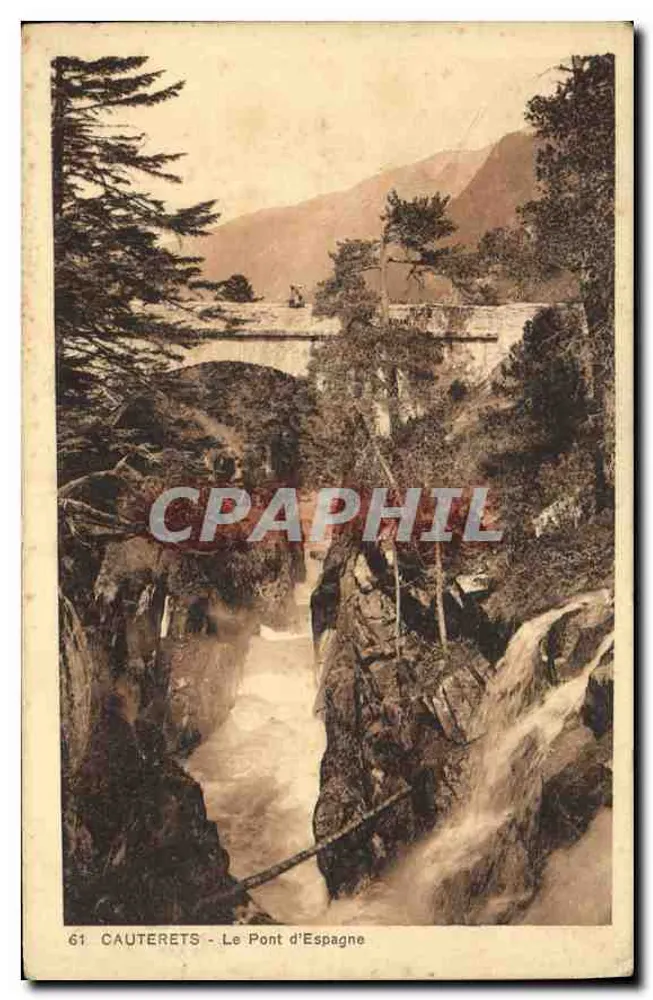 Cauterets - O Ponte da Espanha — editor C. Magnolles, Cauterets, n° 61 - Frente
