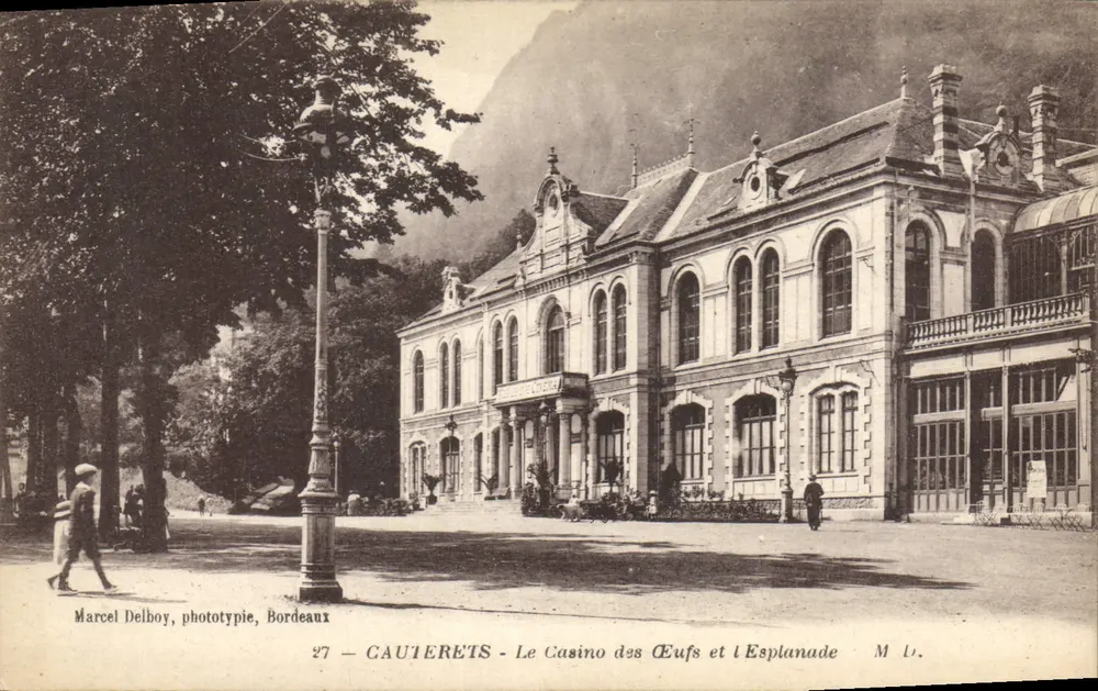 Cauierets - Das Casino des Éufs und die Esplanade — Marcel Delboy, phototypie, Bordeaux, Nr. 27 - Vorderseite