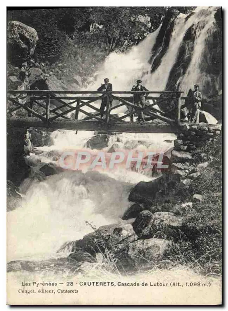 Os Pirineus — 28 — CAUTERETS, Cachoeira de Lutour (Alt., 1.098 m.) — CÔUGOT, editor, Cauterets - Frente