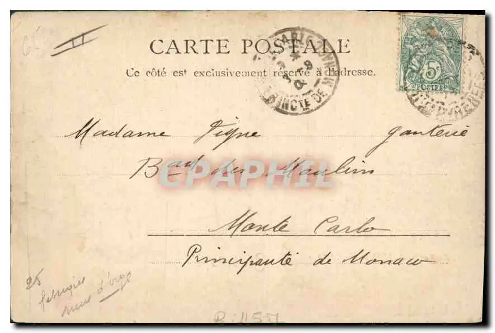 La Buvette de Mauhourat — vue de la cascade et du bâtiment à Cauterets — éditeur R.&J.D. n° 11156,12 - Verso