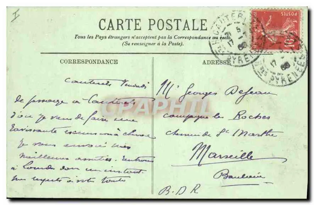 Arredores de Cauterets — As Cataratas de Lutour — LL. - Verso