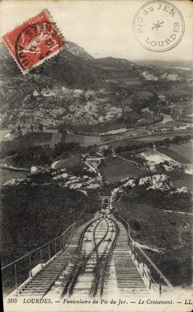 Fahrtbahn des Pic du Jer — Der Kreuzungspunkt — Lourdes — Nr. 305 - Vorderseite