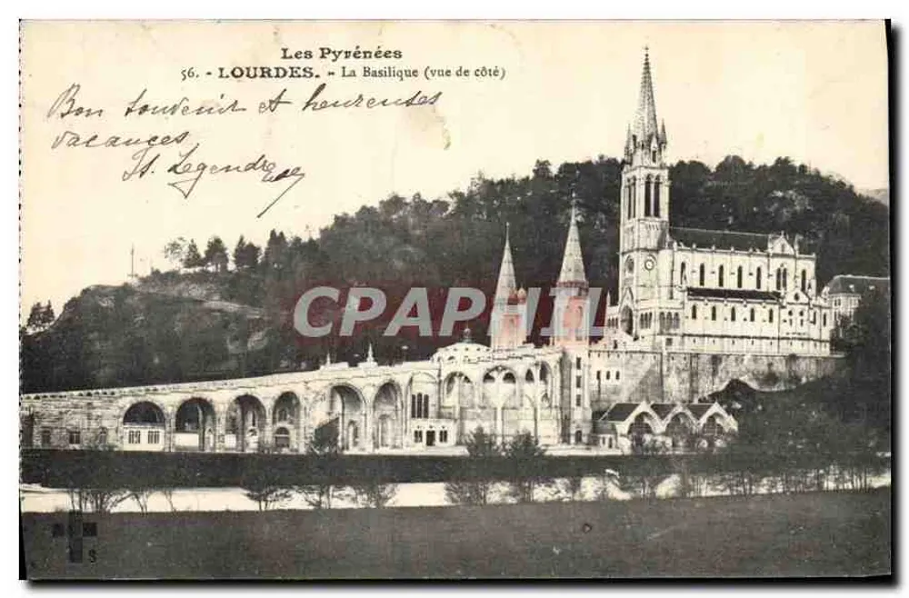 Lourdes — Die Basilika (Seitenansicht) — Die Pyrenäen, Nr. 56 - Vorderseite