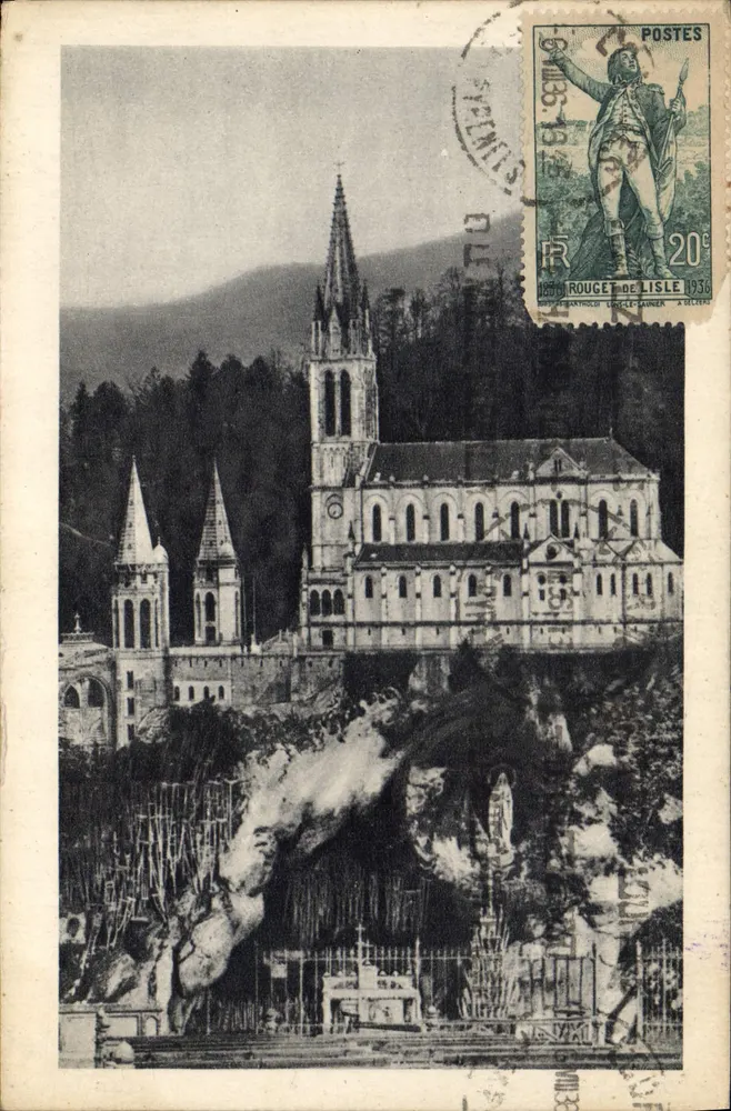 Lourdes — La Grotta e la Basilica — Edizione P. D. Lourdes, n°23 - Recto