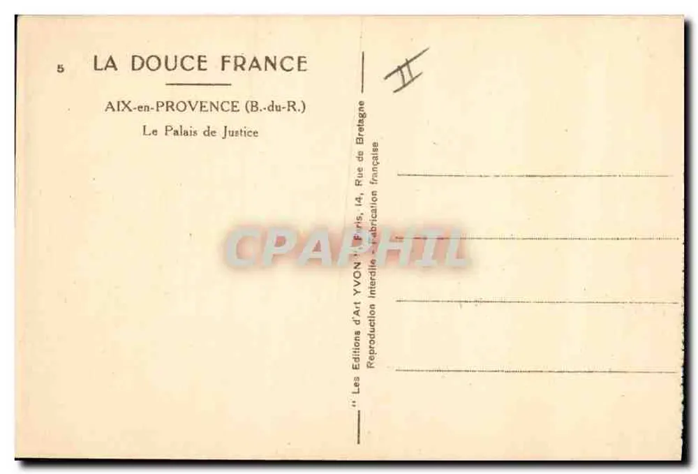 Aix-en-Provence — Das Palast der Justiz — Les Éditions d'Art YVON, Paris - Rückseite