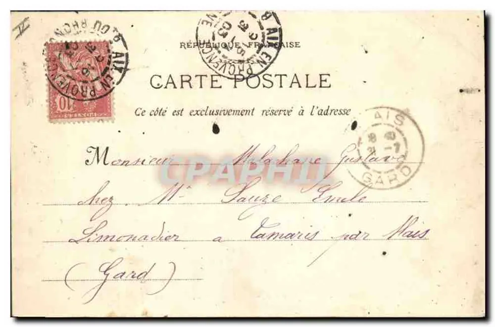 Aix-en-Provence - 6 - O Palácio de Justiça e a estátua da Pequena Gabrielle — E. Jaussaud Editor - Verso