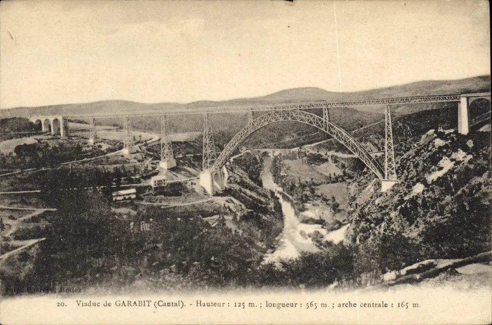 Viaduto de GARABIT (Cantal) — vista panorâmica — Editor: Rodez, n° 20 - Frente