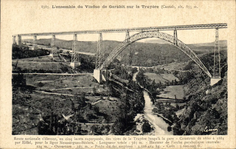 Garabit-Viadukt über die Truyère (Cantal) — Panoramablick — Léon Martel, Nr. 8385 - Vorderseite