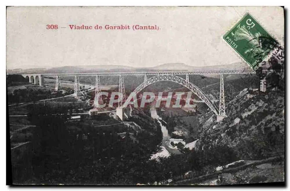 Viaduto de Garabit (Cantal) — n° 308 — editor E. Carrière, imp. Ed. Rodiez - Frente