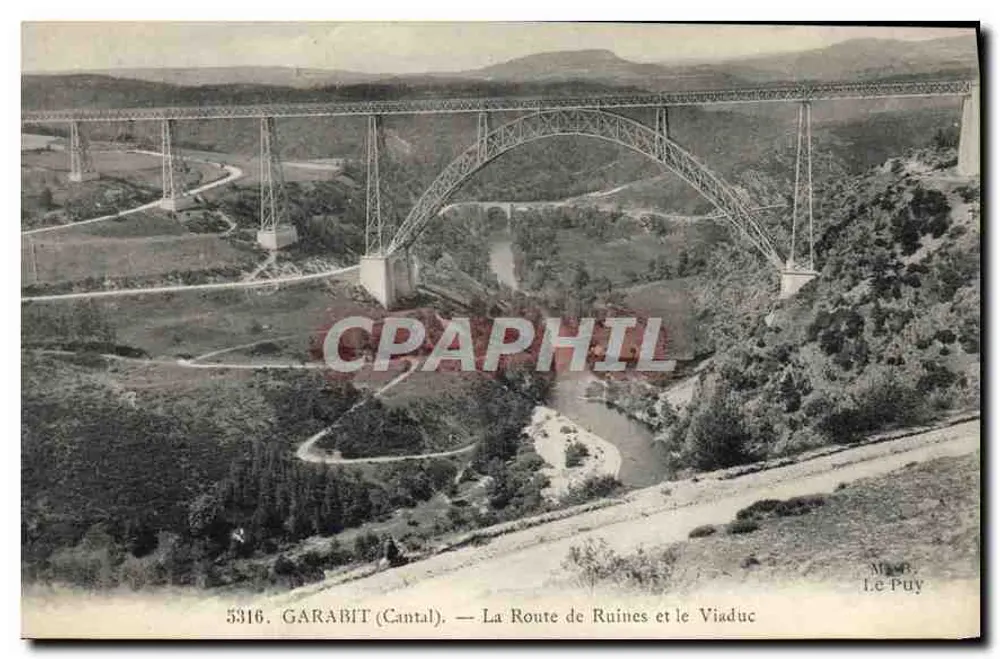 Garabit (Cantal) — Die Straße der Ruinen und der Viadukt — M. P. Le Puy - Vorderseite