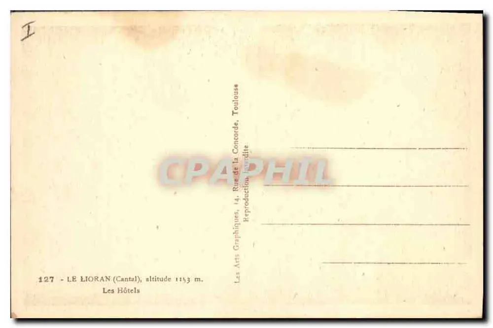 Le Lioran (Cantal) — Os Hotéis — editor Les Arts Graphiques, Toulouse - Verso