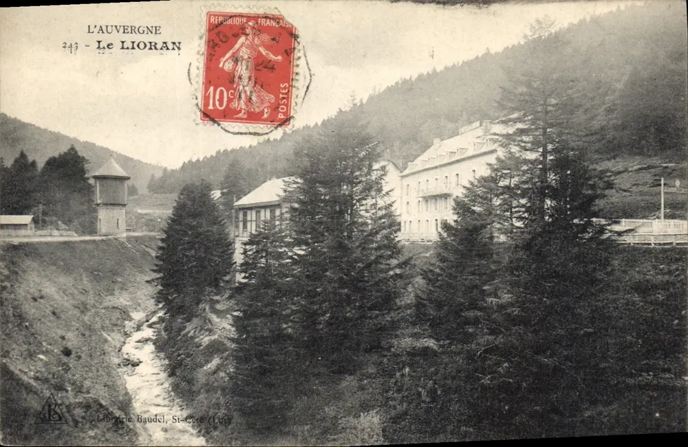 Le Lioran — Vista do vilarejo e da barragem — Librairie Baudel, St-Cère (1913) - Frente
