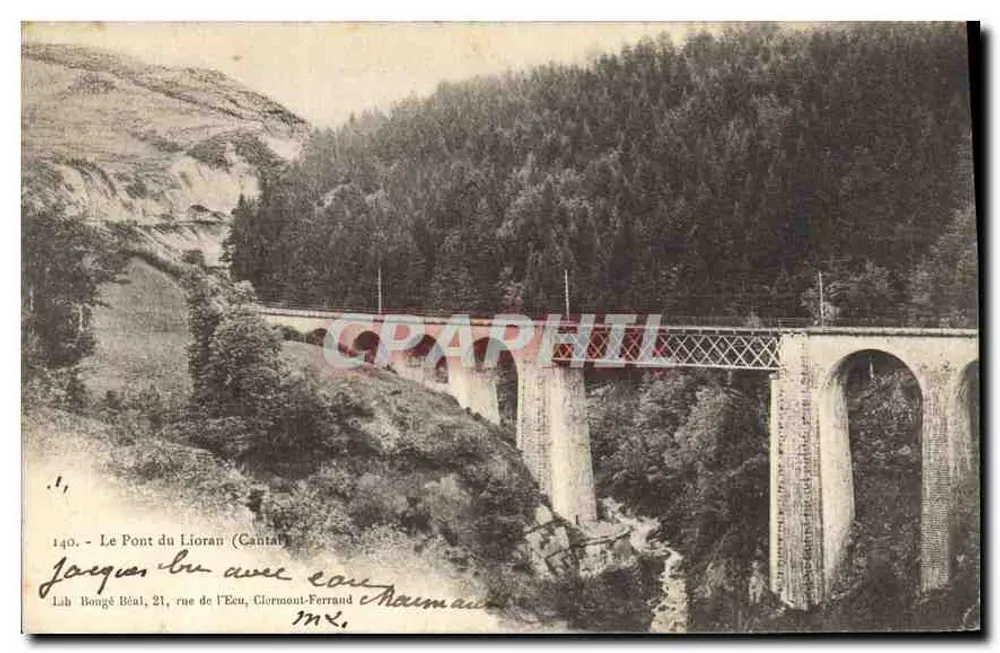 Most Lioran (Cantal) — widok mostu wiaduktu z kanałami — Lib. Bougé Béal, 21, ulica Ecu, Clermont-Ferrand - Awers